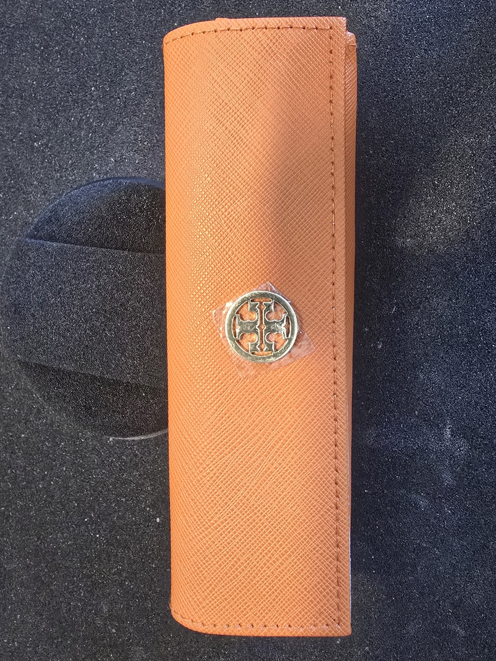 🌼 Tory Burch Orange Leather Glasses Case with Gold Logo Accent, NWOT